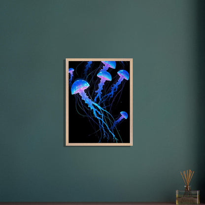 Affiche Méduse Lumineuse encadrée, cadre bois (vue 5)