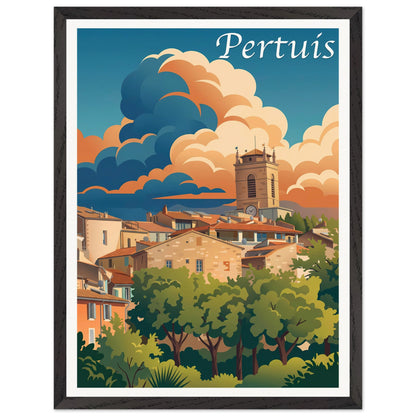 Affiche Pertuis encadrée, cadre bois (vue 2)
