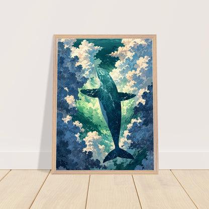 Affiche Aquarelle Imaginaire encadrée, cadre bois