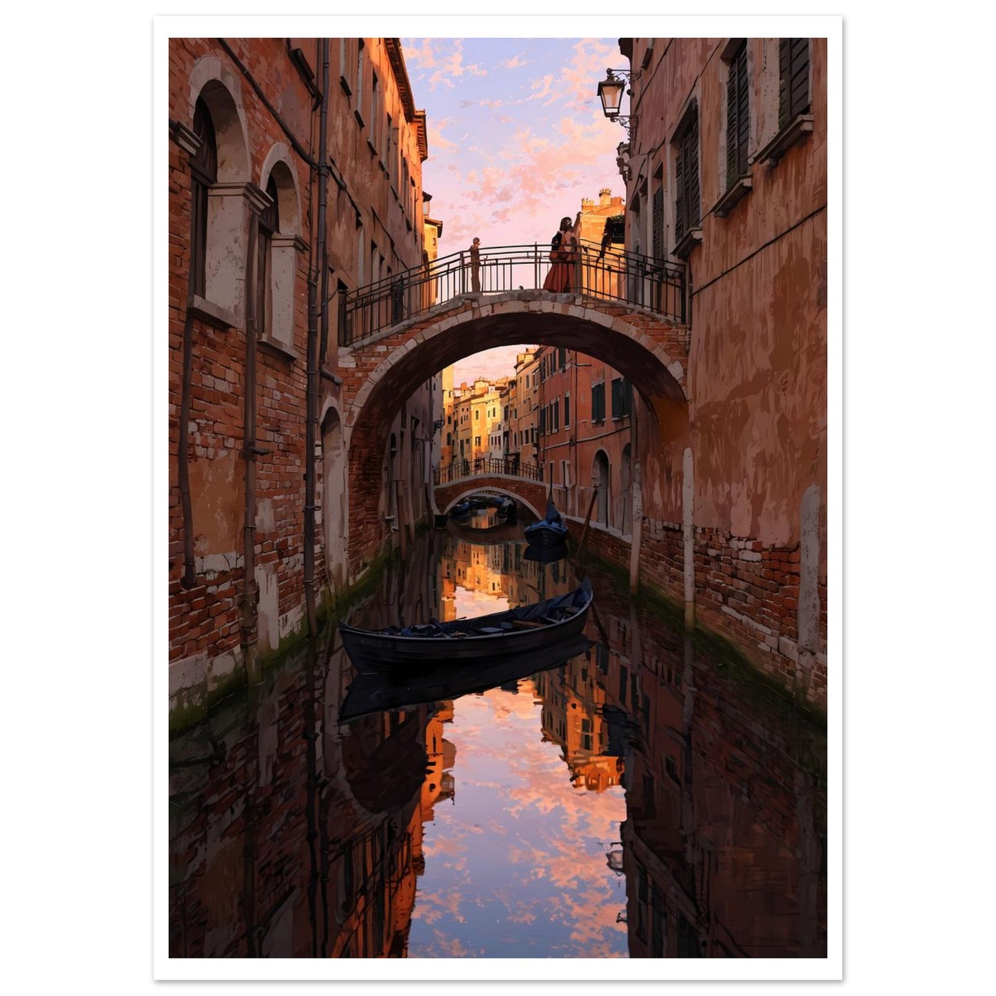 Venise, Reflet de canal, Crépuscule doré – affiche d'art décoratif, poster mural | Muchimura