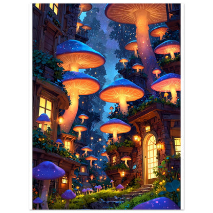 Cité champignon, Monde miniature, Perspective de fourmi – affiche d'art décoratif, poster mural | Muchimura