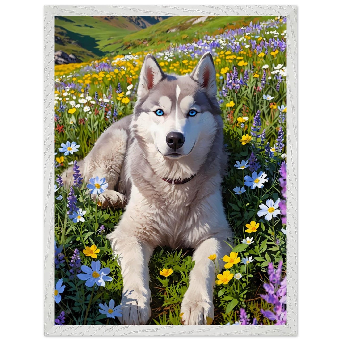 Affiche Husky Sibérien encadrée, cadre bois (vue 3)