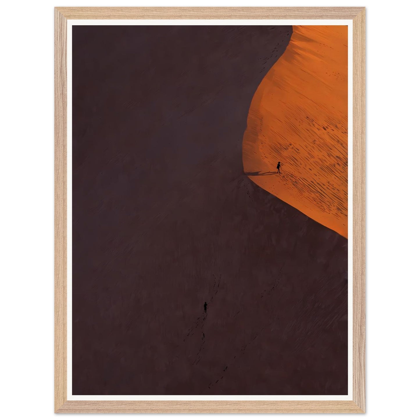 Affiche illustrée Marcheur solitaire Encadrée — poster rétro, impression beaux-arts 250g