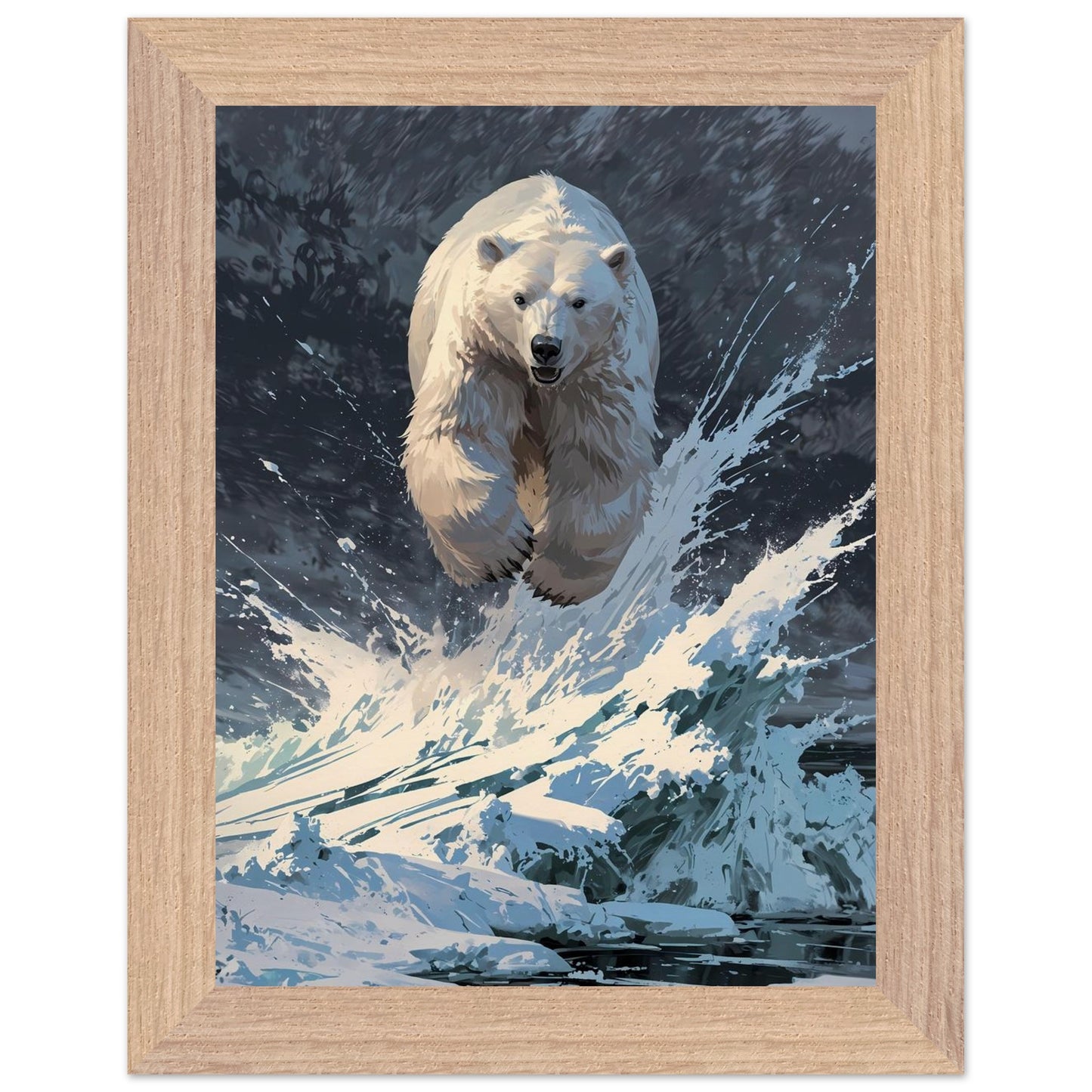 Affiche Ours Polaire encadrée, cadre bois