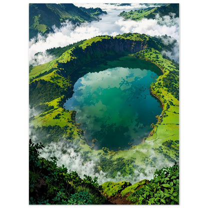 Affiche illustrée Paysage des Açores — poster rétro, impression beaux-arts 250g