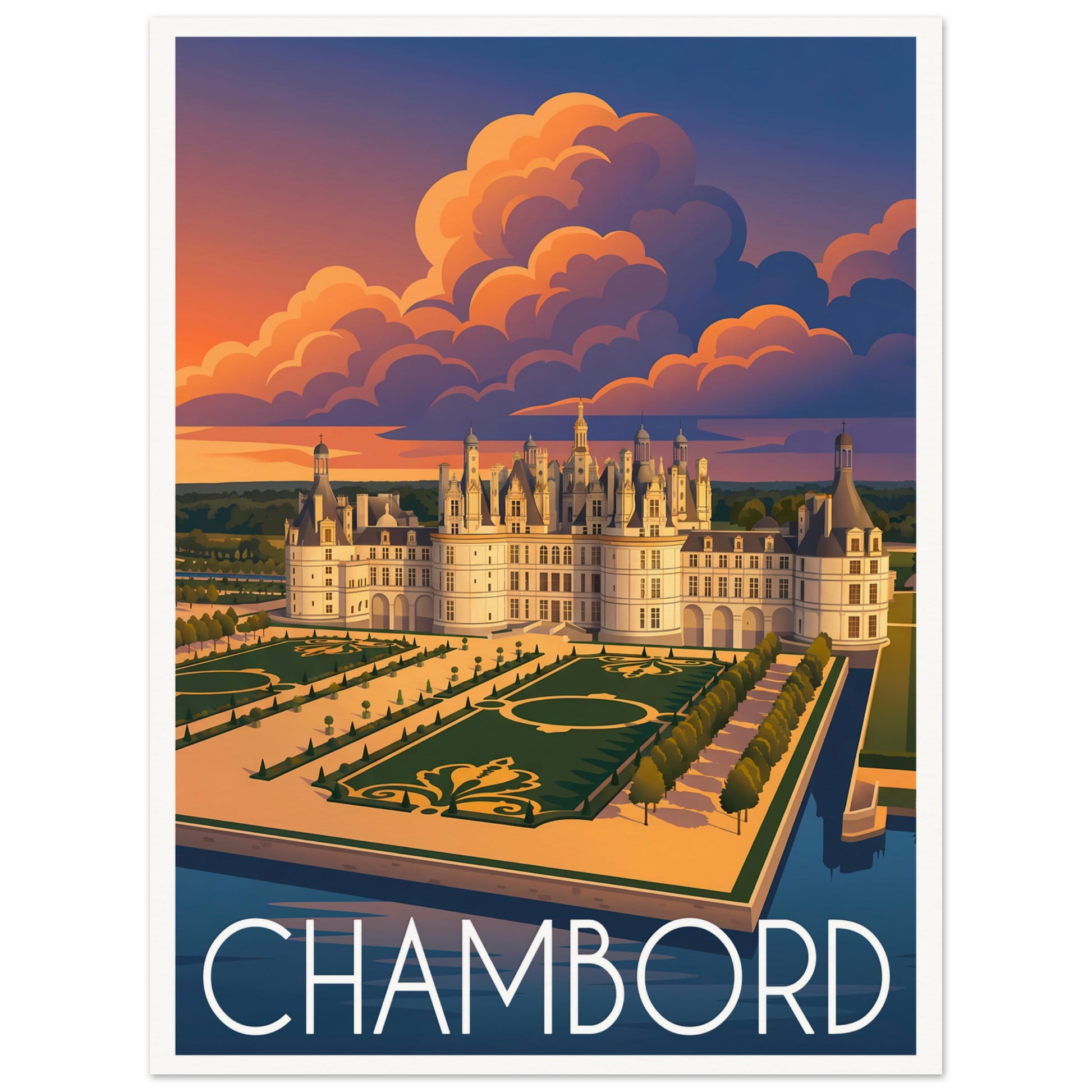 Affiche illustrée Chambord — poster rétro, impression beaux-arts 250g