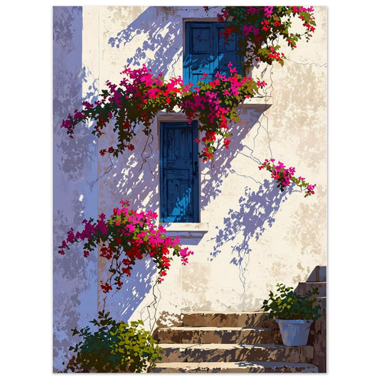 Affiche illustrée Bougainvillier fuchsia — poster rétro, impression beaux-arts 250g
