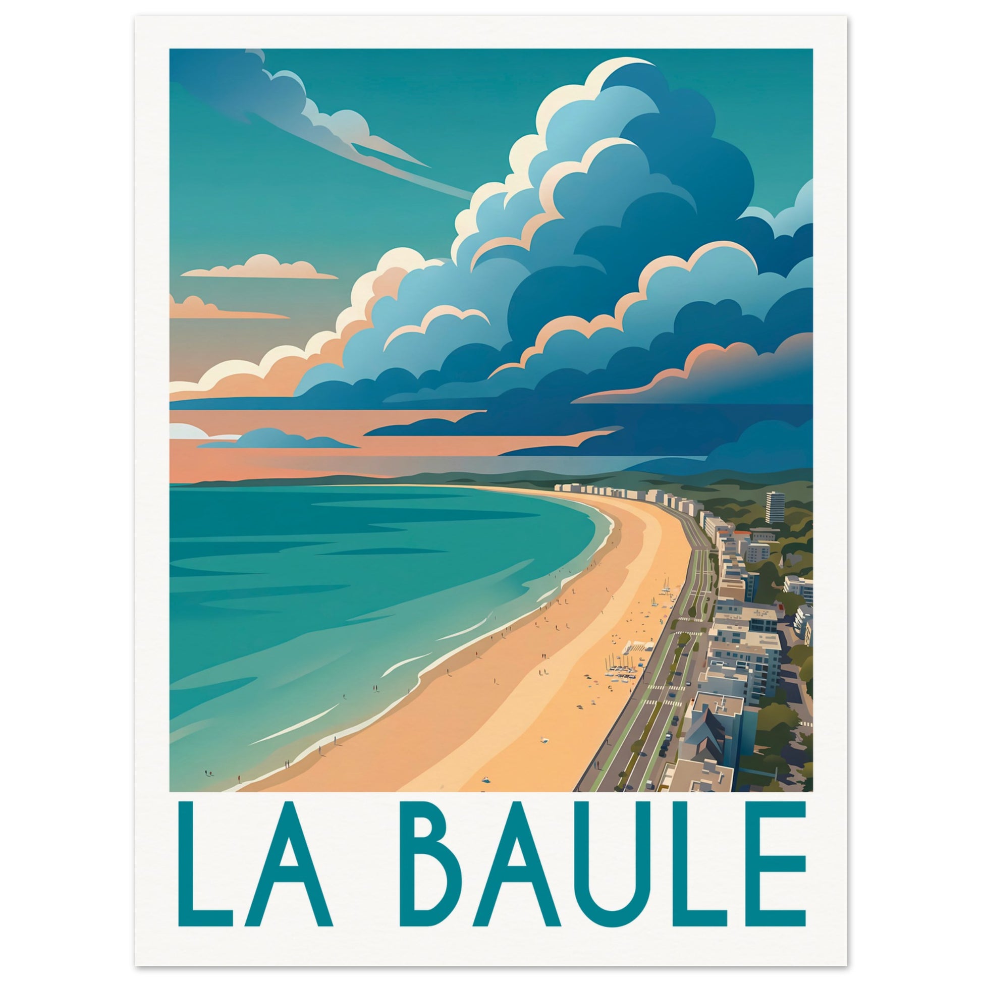 Affiche illustrée la baule, poster rétro, impression beaux-arts 250g