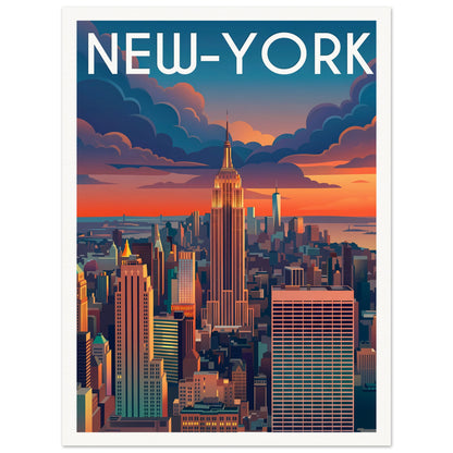 Affiche illustrée New York — poster rétro, impression beaux-arts 250g