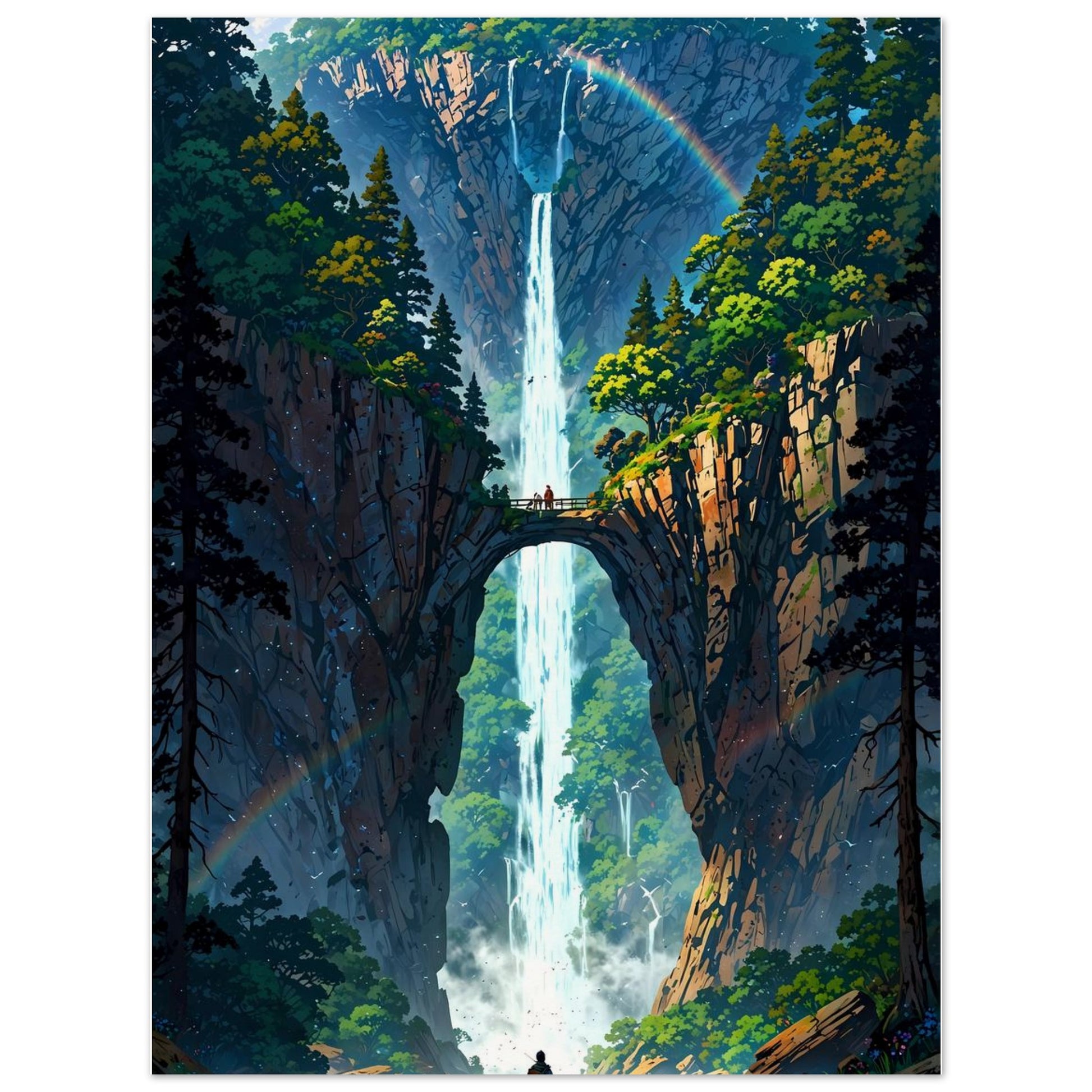 Affiche illustrée Île flottante, poster rétro, impression beaux-arts 250g