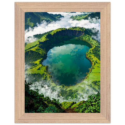 Affiche illustrée Paysage des Açores Encadrée — poster rétro, impression beaux-arts 250g
