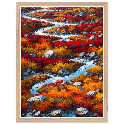 Affiche illustrée Toundra en automne Encadrée — poster rétro, impression beaux-arts 250g