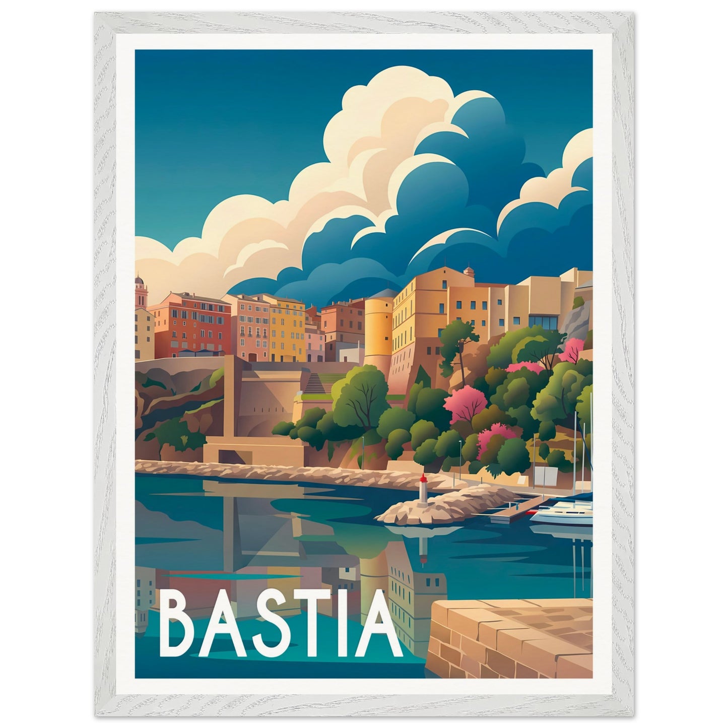 Affiche Bastia encadrée, cadre bois