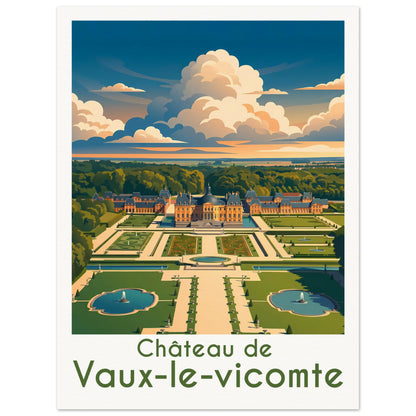 Affiche illustrée Vaux-le-Vicomte — poster rétro, impression beaux-arts 250g