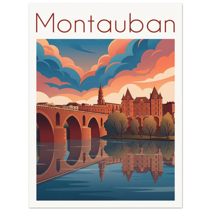 Affiche illustrée Montauban — poster rétro, impression beaux-arts 250g