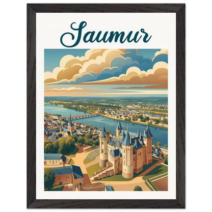 Affiche illustrée Saumur — poster rétro, impression beaux-arts 250g