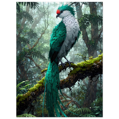 Affiche illustrée Quetzal resplendissant — poster rétro, impression beaux-arts 250g