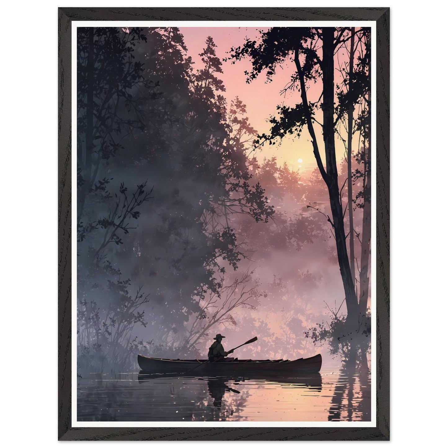 Affiche illustrée Pêcheur Encadrée — poster rétro, impression beaux-arts 250g