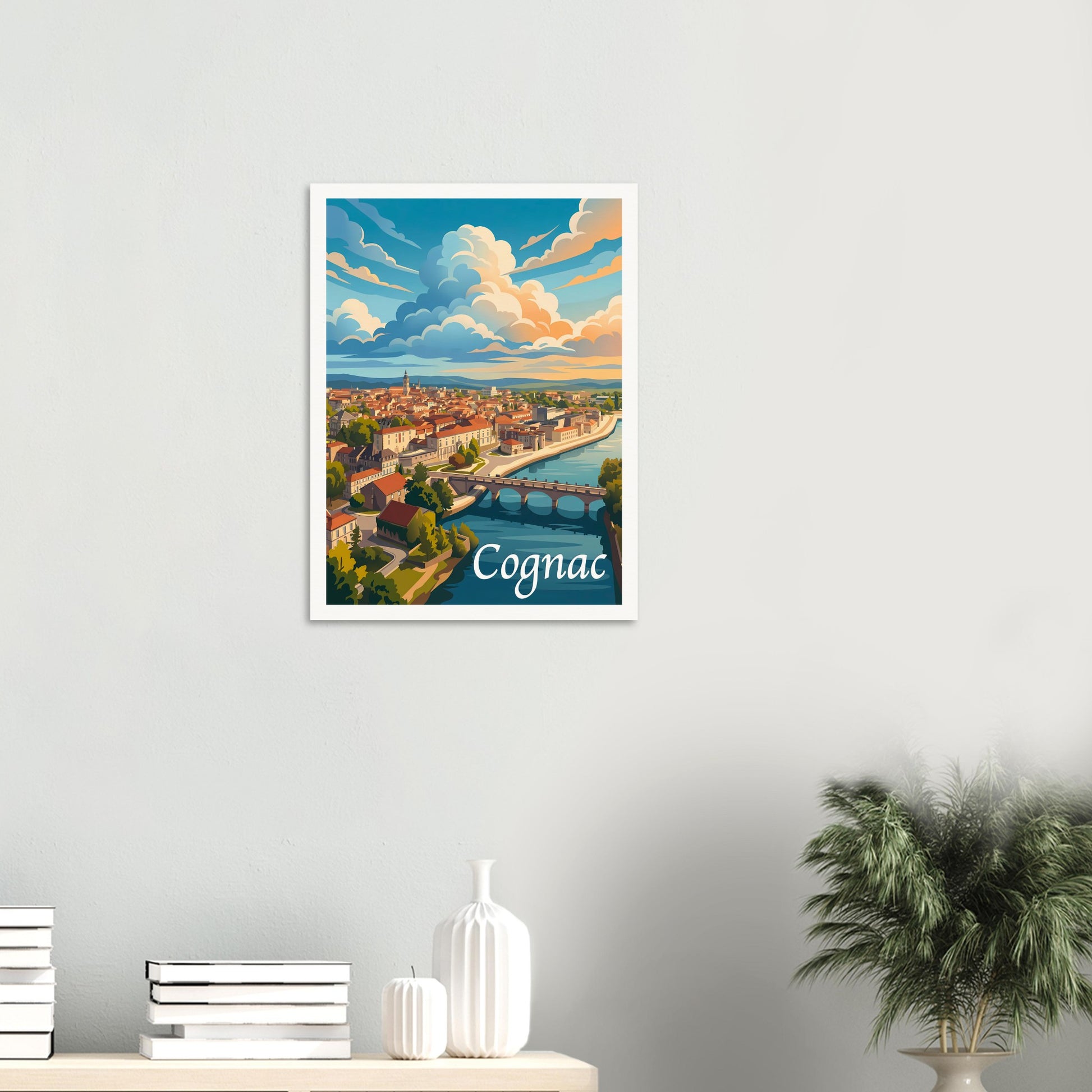 Affiche illustrée Cognac — poster rétro, impression beaux-arts 250g