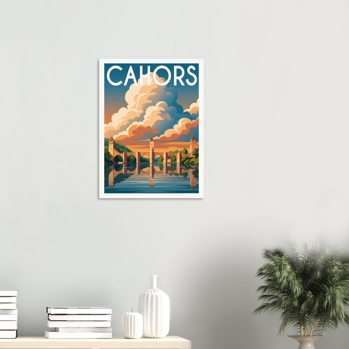 Affiche illustrée Cahors — poster rétro, impression beaux-arts 250g