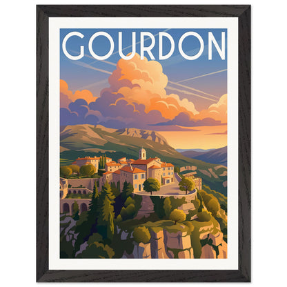 Affiche illustrée Gourdon — poster rétro, impression beaux-arts 250g