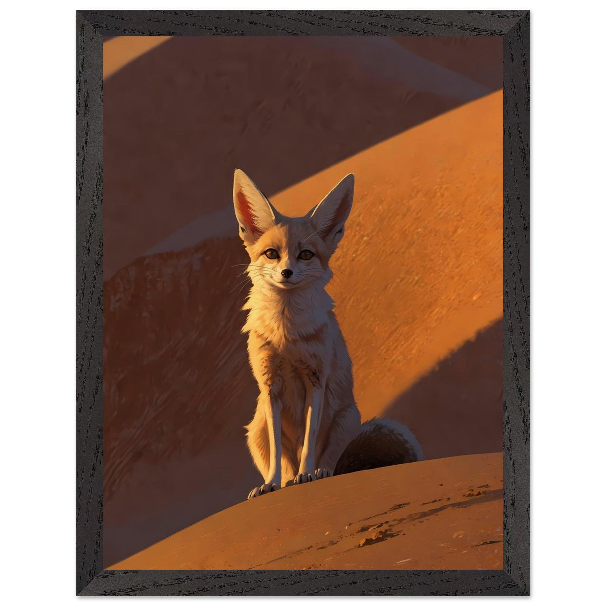 Affiche Fennec encadrée, cadre bois (vue 3)