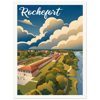 Affiche illustrée Rochefort — poster rétro, impression beaux-arts 250g