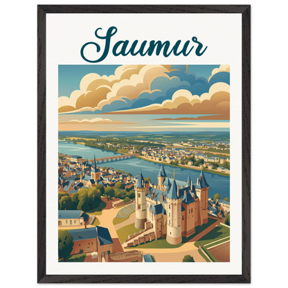 Affiche illustrée Saumur — poster rétro, impression beaux-arts 250g