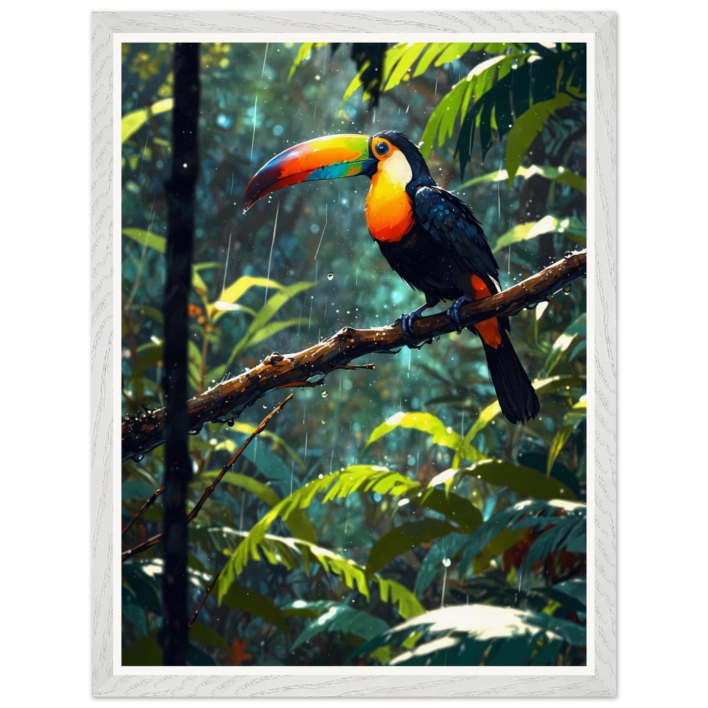 Affiche illustrée Toucan à carène Encadrée — poster rétro, impression beaux-arts 250g