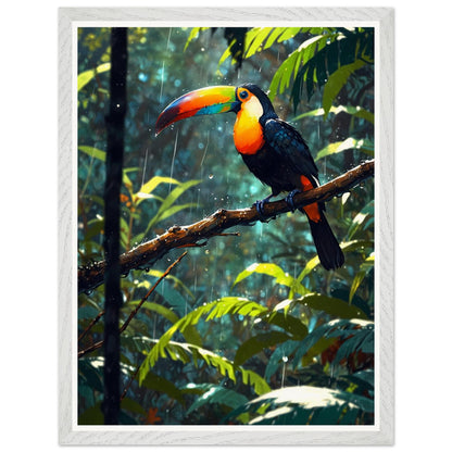 Affiche illustrée Toucan à carène Encadrée — poster rétro, impression beaux-arts 250g