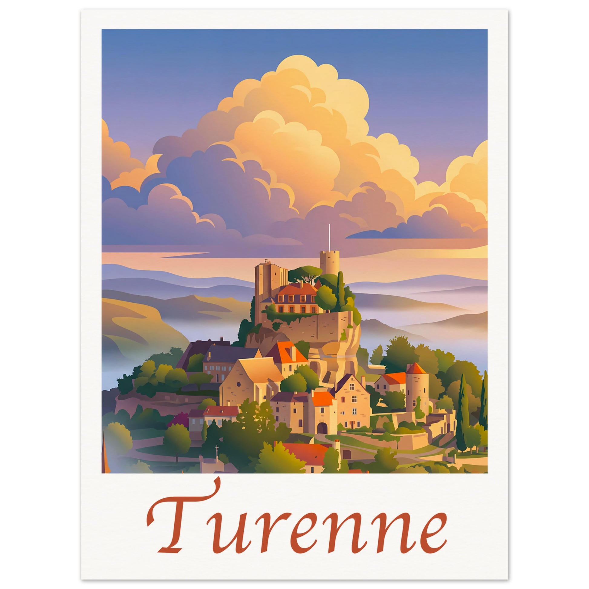 Affiche illustrée Turenne, poster rétro, impression beaux-arts 250g