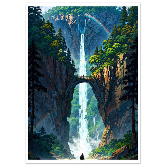 Île flottante, Cascade vers le vide, Ciel cosmique – affiche d'art décoratif, poster mural | Muchimura
