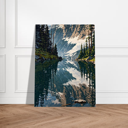 Affiche Forêt de Pins et Lac de Montagne, mise en situation dans un intérieur (vue 2)