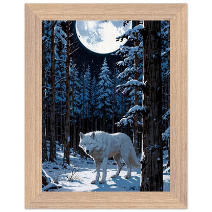 Affiche illustrée Louve blanche Encadrée — poster rétro, impression beaux-arts 250g