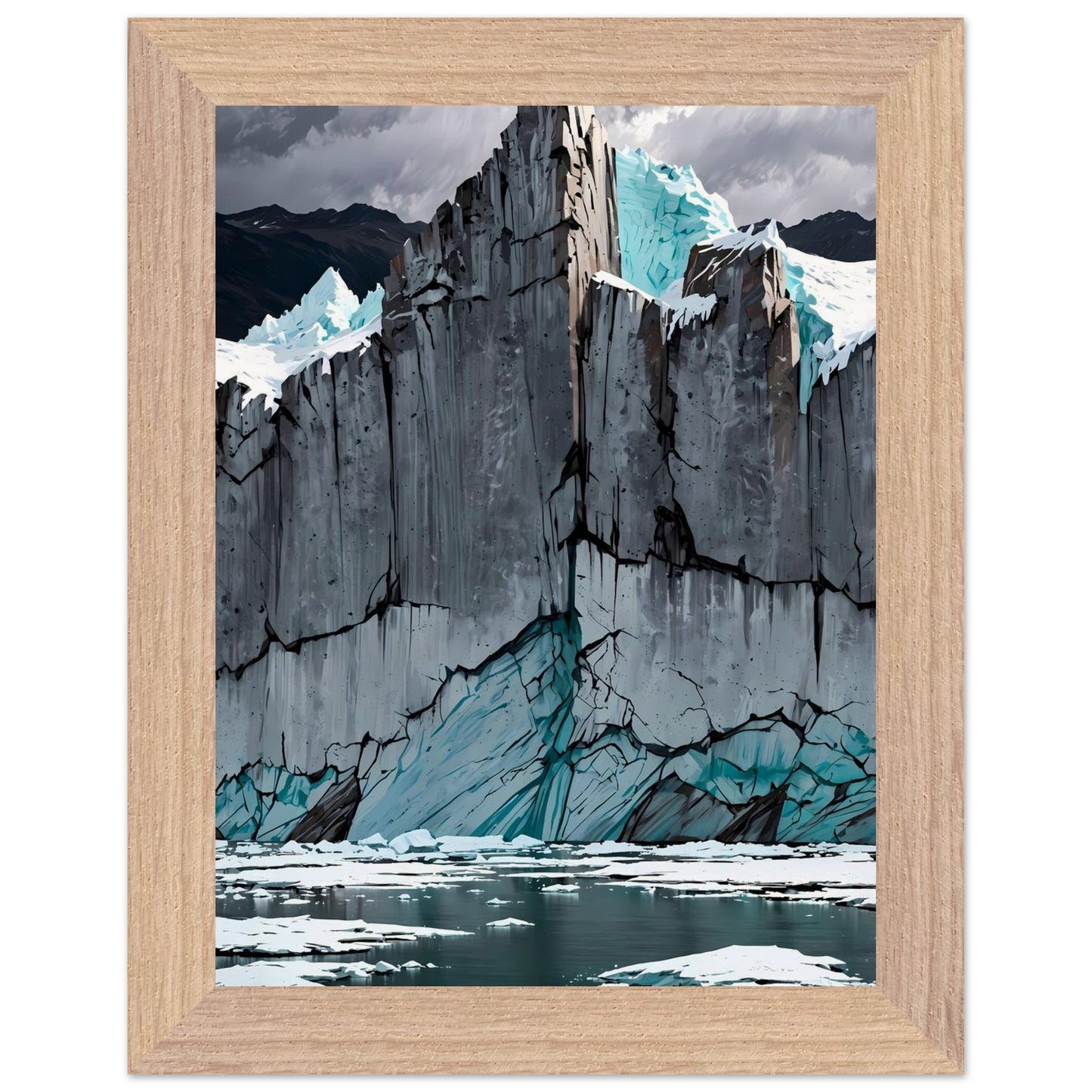 Affiche illustrée Glacier bleu Encadrée — poster rétro, impression beaux-arts 250g