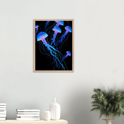 Affiche Méduse Lumineuse encadrée, cadre bois (vue 6)