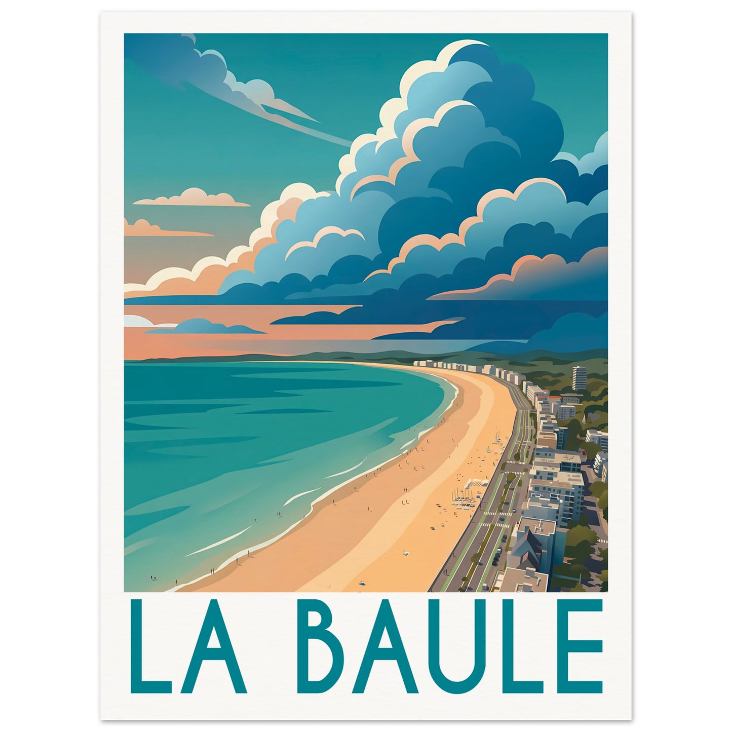 Affiche illustrée la baule — poster rétro, impression beaux-arts 250g