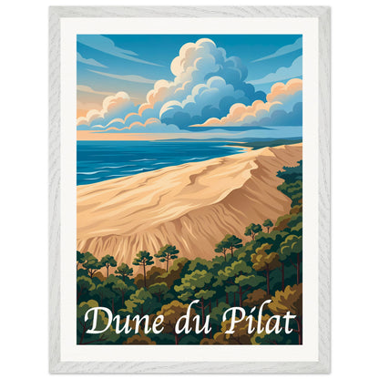 Affiche illustrée Dune du Pilat — poster rétro, impression beaux-arts 250g