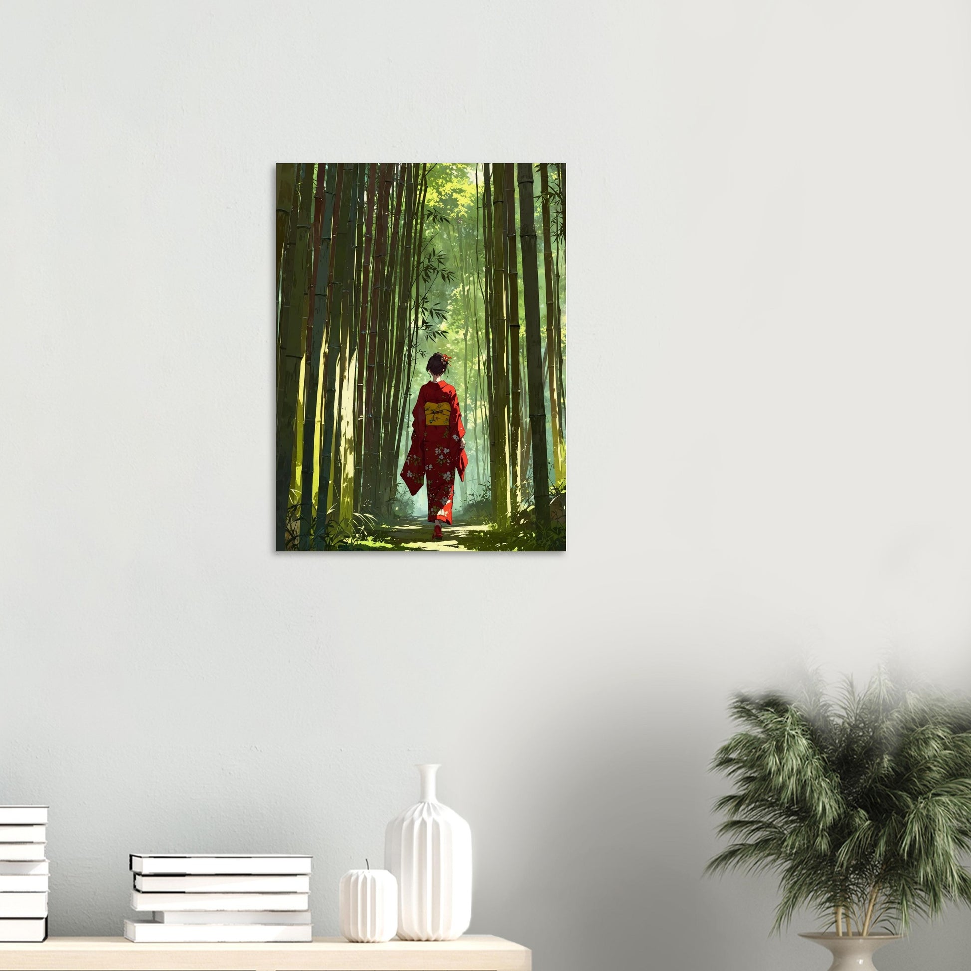 Affiche Femme en Kimono, mise en situation dans un intérieur (vue 2)