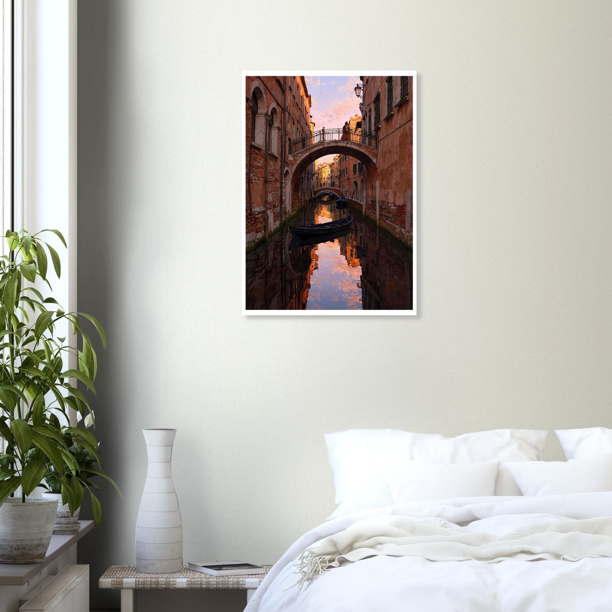 Venise, Reflet de canal, Crépuscule doré – affiche d'art décoratif, poster mural | Muchimura