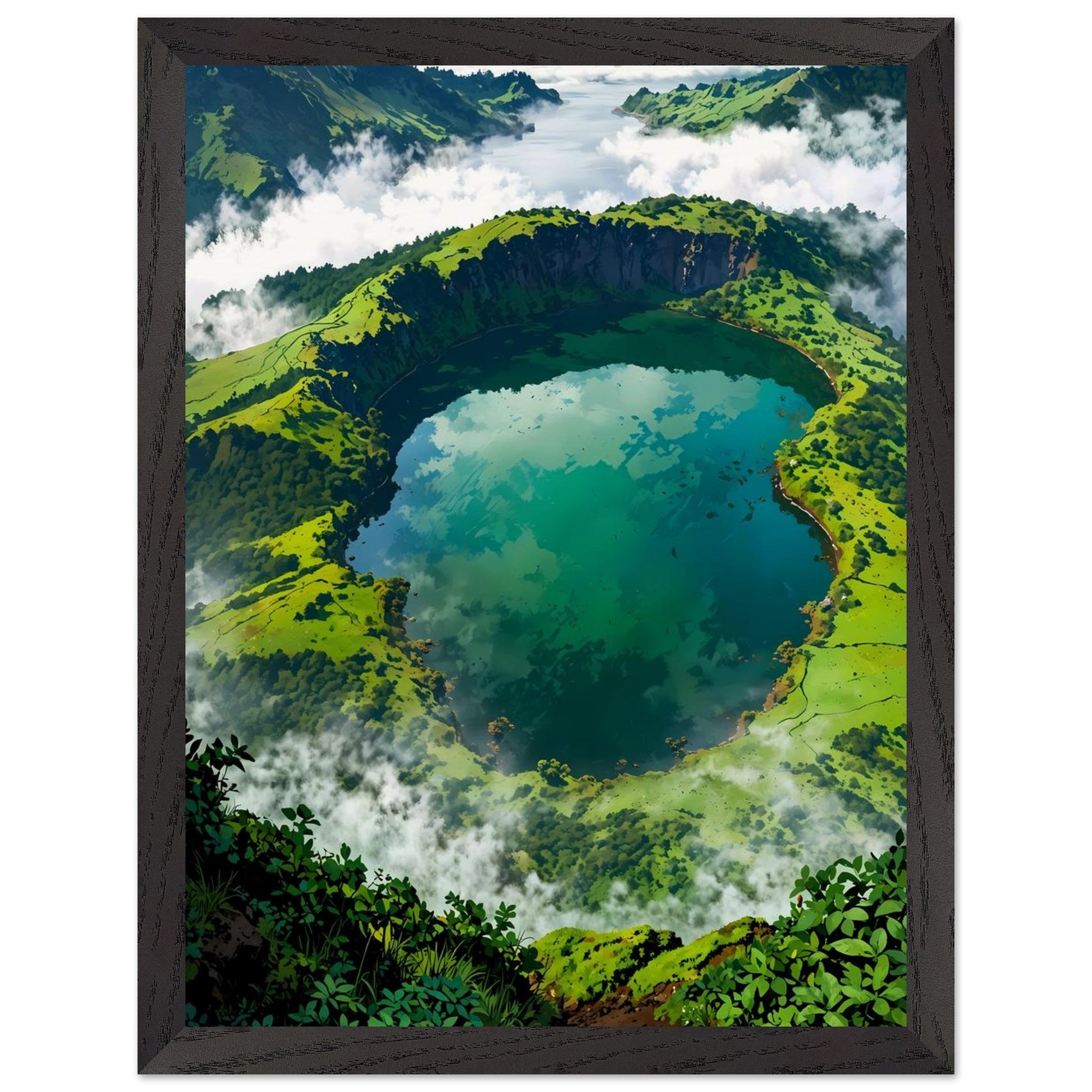 Affiche Paysage des Açores encadrée, cadre bois