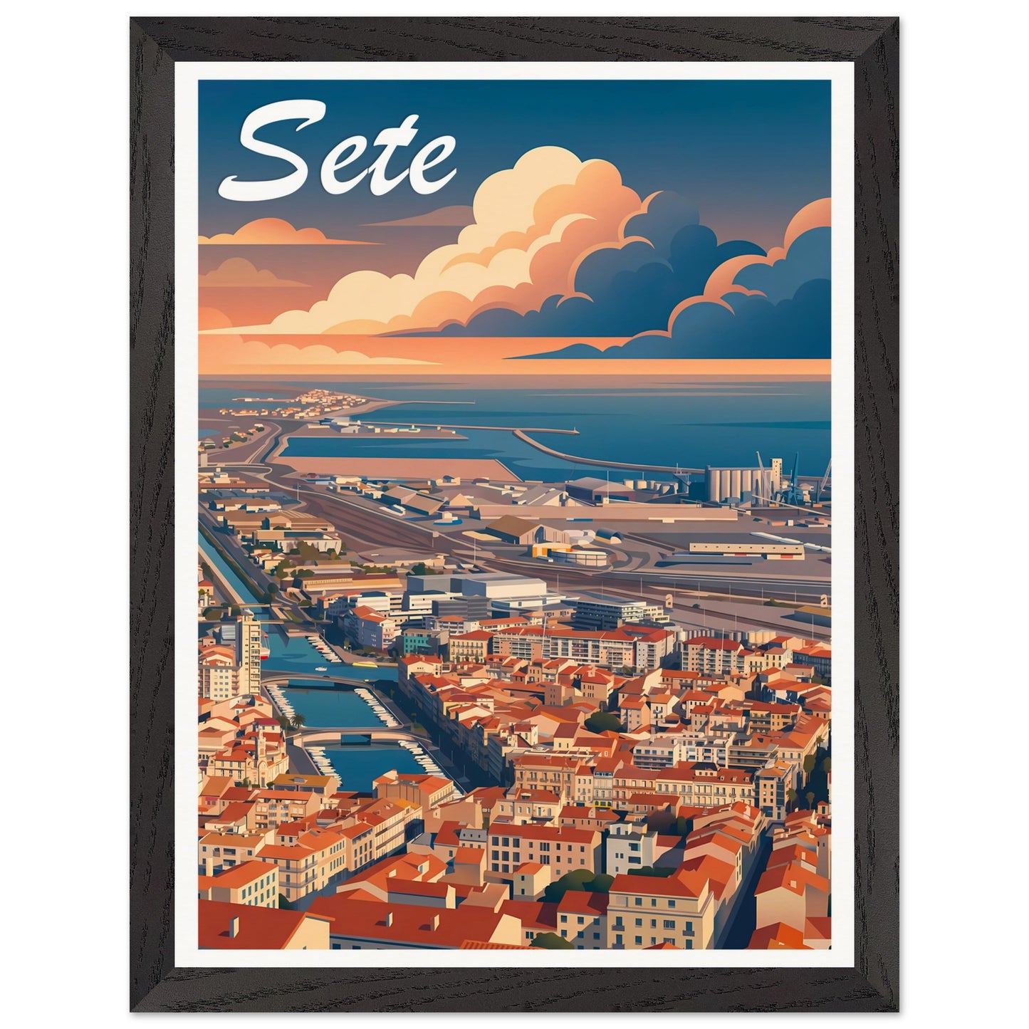 Affiche Sète encadrée, cadre bois (vue 2)