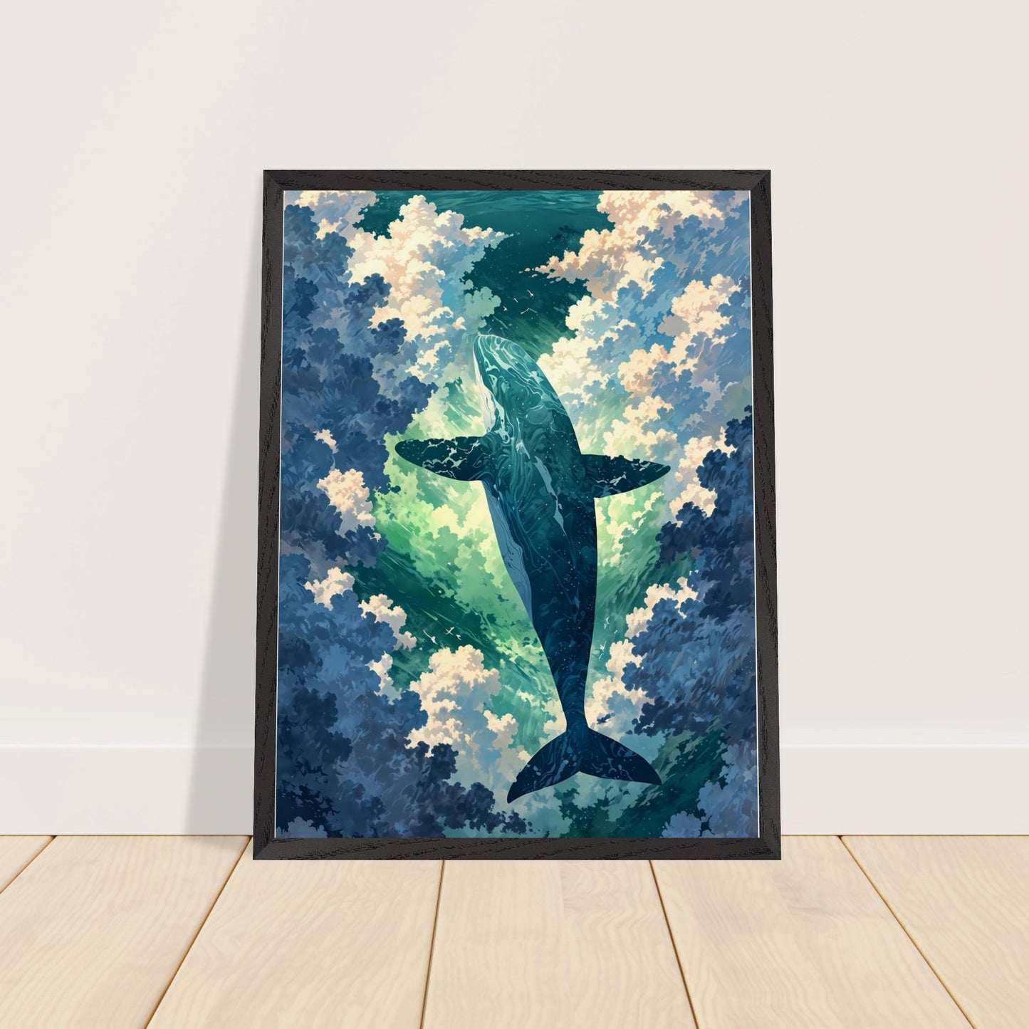 Affiche Aquarelle Imaginaire encadrée, cadre bois (vue 5)