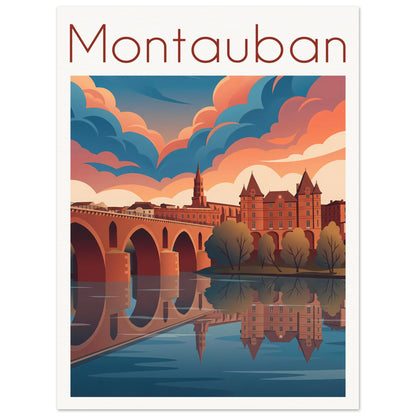 Affiche illustrée Montauban — poster rétro, impression beaux-arts 250g