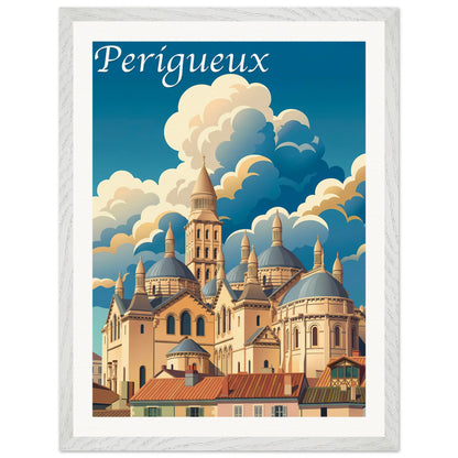 Affiche illustrée Perigueux — poster rétro, impression beaux-arts 250g