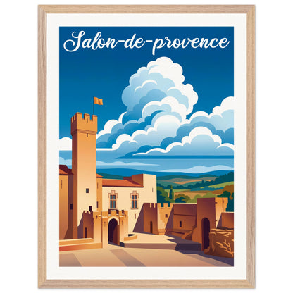 Affiche illustrée Salon-de-Provence — poster rétro, impression beaux-arts 250g