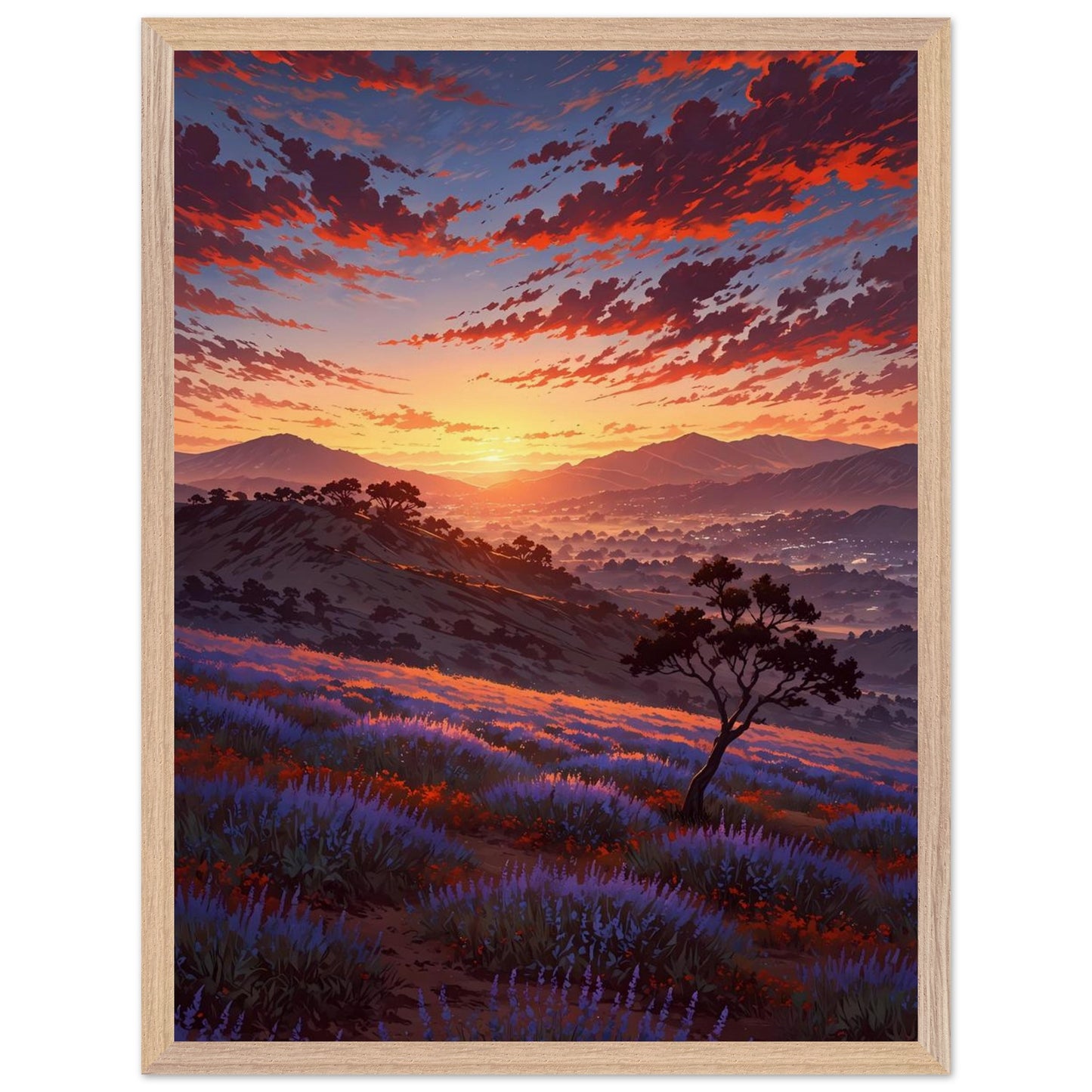 Affiche Champ de Lavande encadrée, cadre bois (vue 6)
