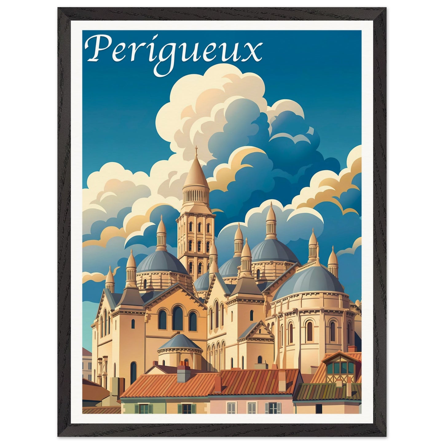 Affiche Périgueux encadrée, cadre bois (vue 3)