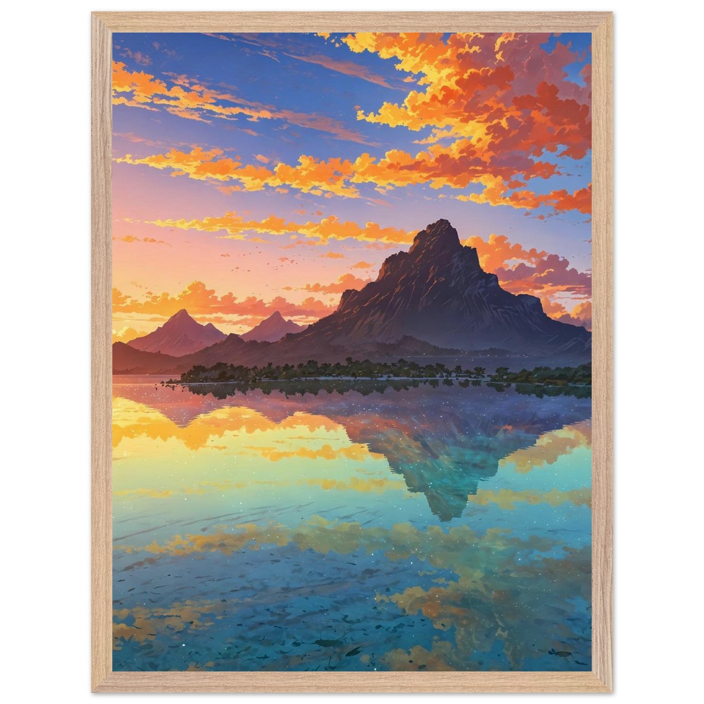 Affiche Plage de Bora Bora encadrée, cadre bois (vue 7)