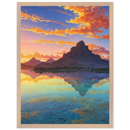 Affiche Plage de Bora Bora encadrée, cadre bois (vue 7)